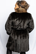 Load image into Gallery viewer, Natural Ranch Female Mink 7/8 Coat w/ Natural Sable Collar &amp; Mink Belt
