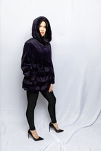 Load image into Gallery viewer, Purple Dyed Sheared Mink Jacket w/ Mink Hood
